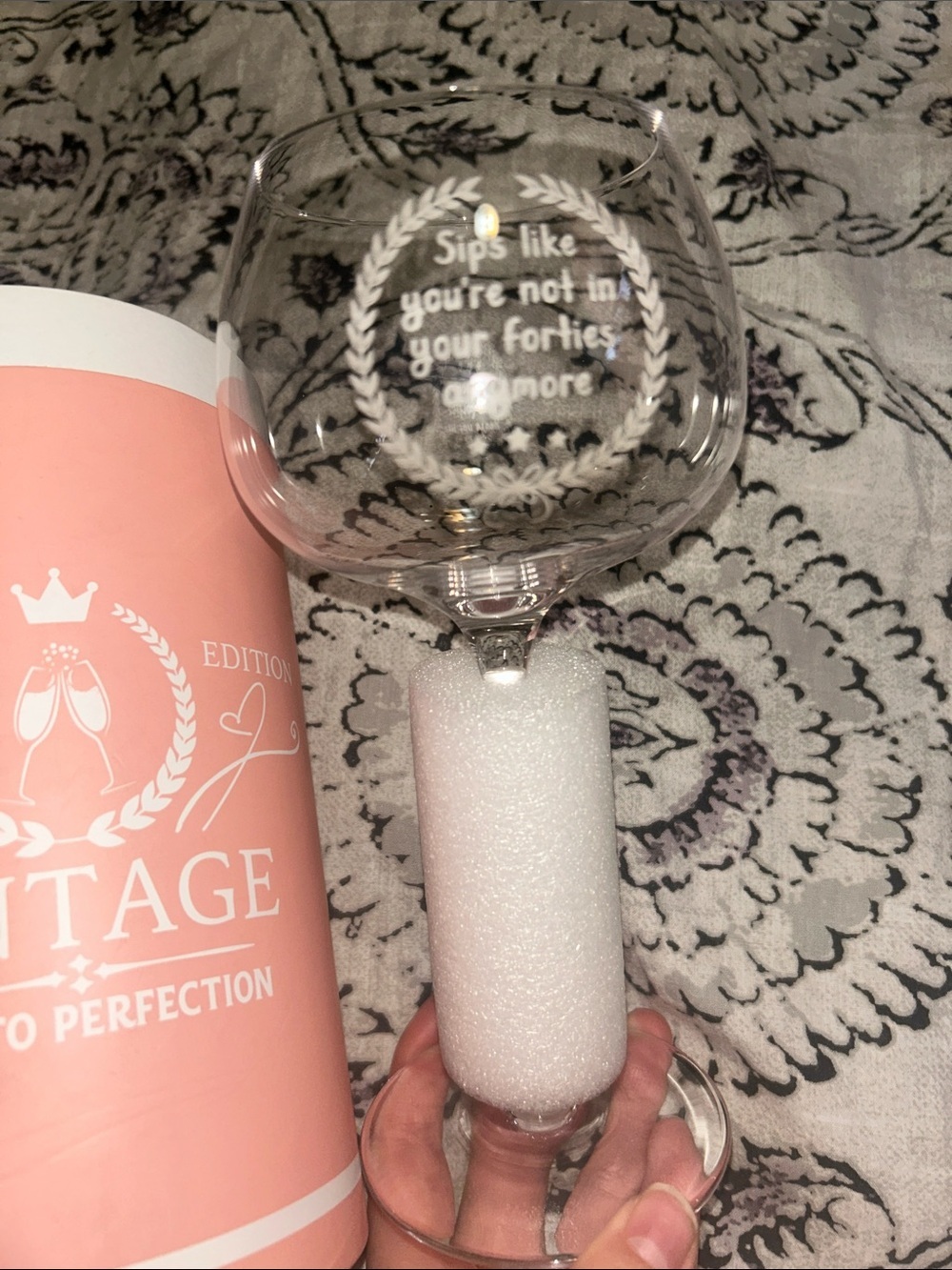 Vintage Pink Crystal Wine Glass 50th Birthday Gift New - Picture 5 of 8